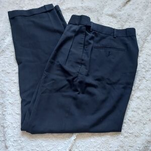 Stafford Essentials Charcoal Classic Fit Cuffed Dress Pants 34x32 Career Church